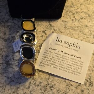 Lia Sophia Gold and Black Mother-of-Pearl Necklace